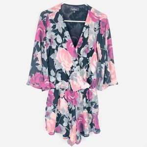 NWT Lulu's Floral Print Wrap Front Short Romper M